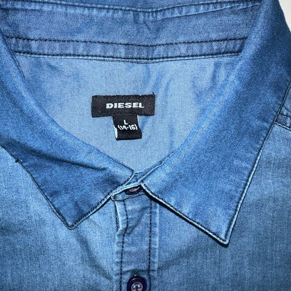 Boys Diesel Chambray Button Down (Lg - 14/16) - Picture 4 of 6